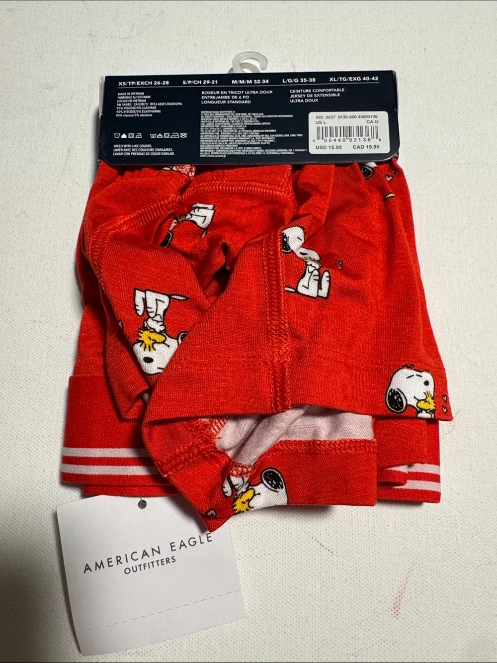 Snoopy Boxer Briefs Mens Large American Eagle Red
